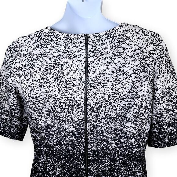 Tahari ASL Black Ivory "Bryant" Abstract Sheath Scuba Dress 14 NWT - Picture 4 of 9